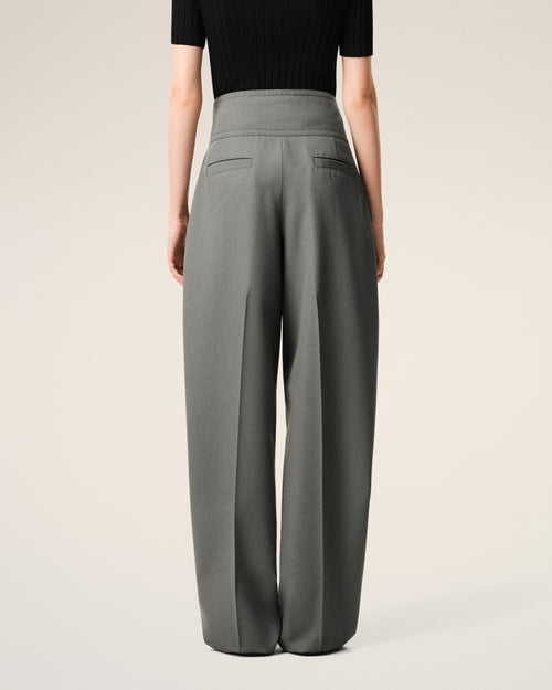 Grey New Wool Wrapped Belted Trousers - 4 - Ami Paris