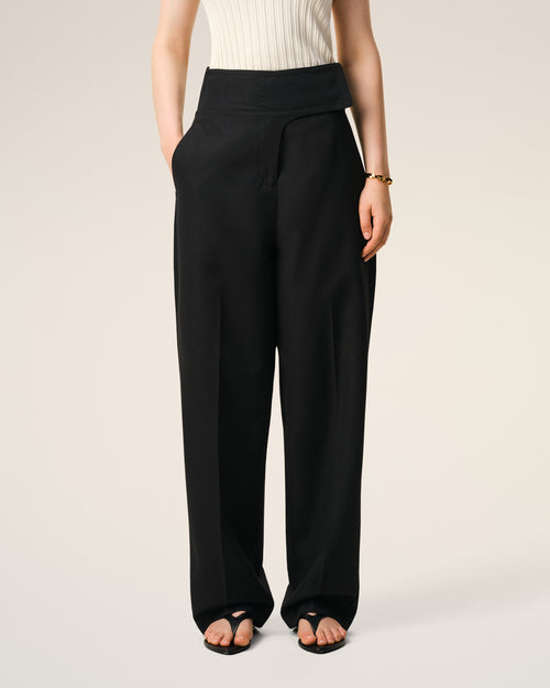 Black New Wool Wrapped Belted Trousers - 3 - Ami Paris