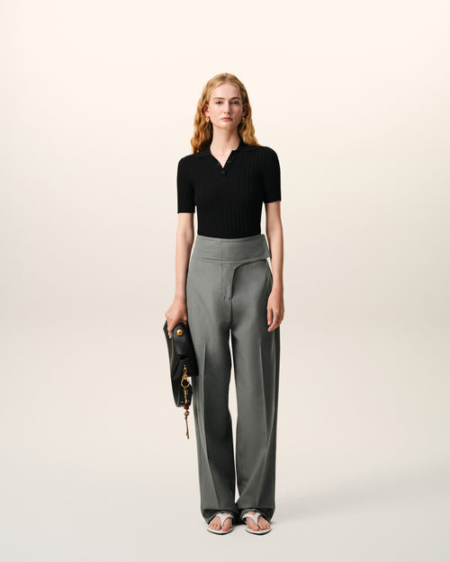 Grey New Wool Wrapped Belted Trousers - Woman - 2 - AMI Paris - Ami Paris