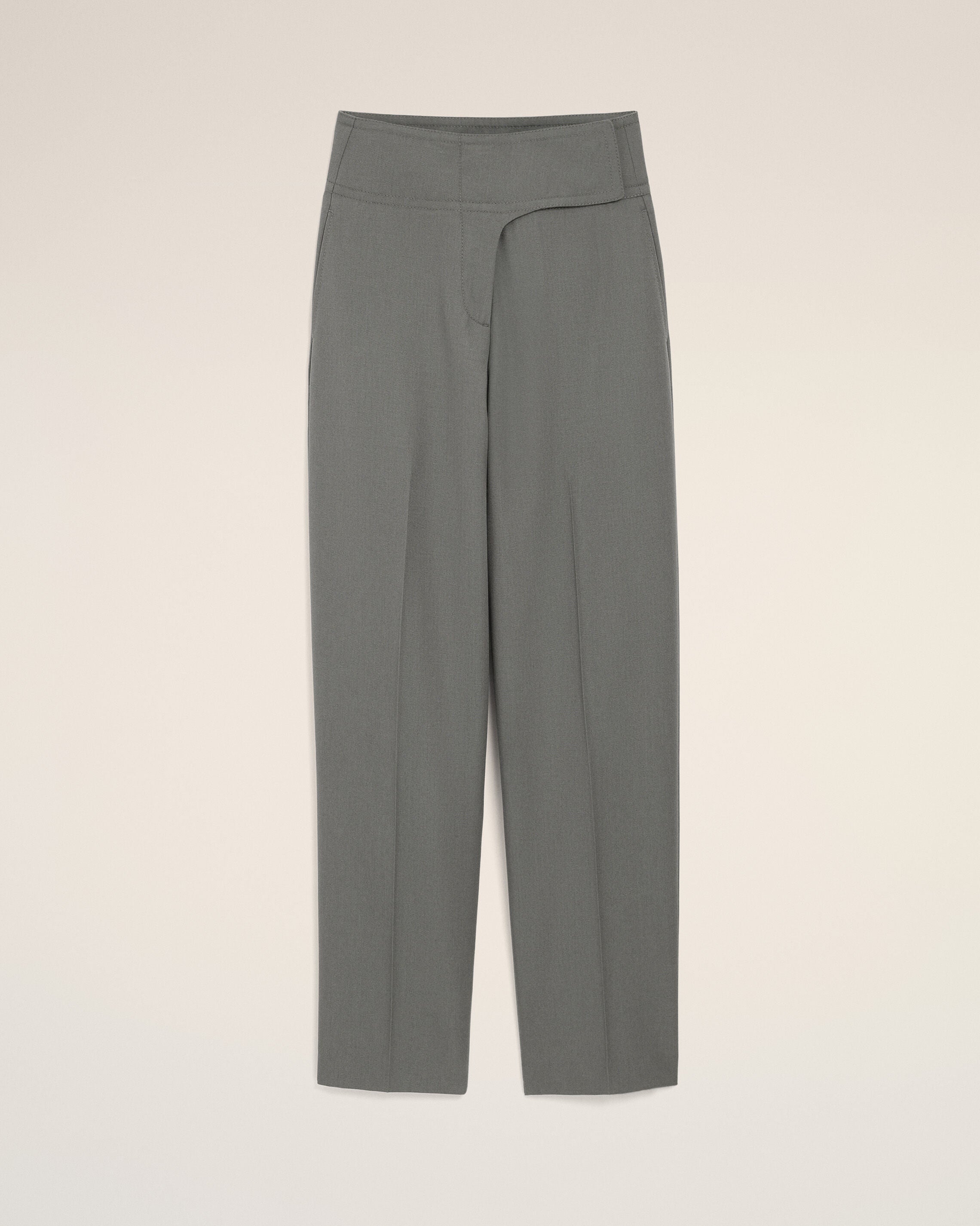 Grey New Wool Wrapped Belted Trousers - 1