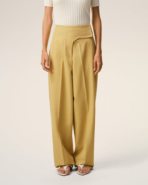 Yellow New Wool Wrapped Belted Trousers - Woman - 3 - AMI Paris - Ami Paris