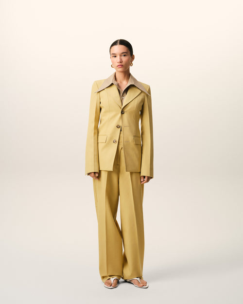                                     Yellow New Wool Wrapped Belted Trousers - 3                                 - Ami Paris