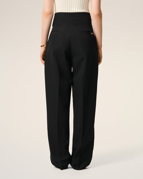 Black New Wool Wrapped Belted Trousers - 4 - Ami Paris