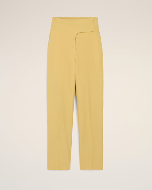 Yellow New Wool Wrapped Belted Trousers - 2 - Ami Paris