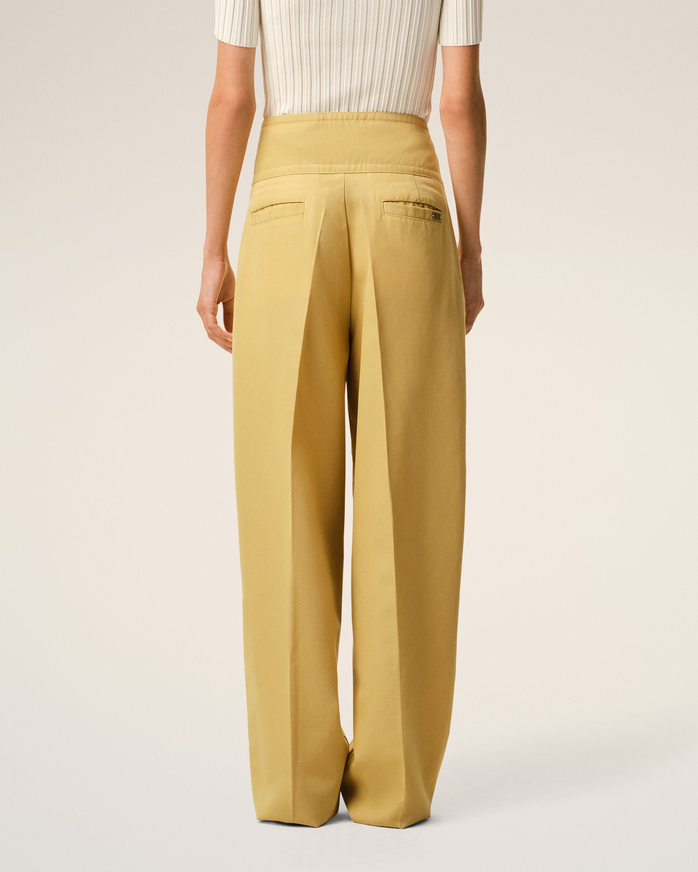 Yellow New Wool Wrapped Belted Trousers - 4