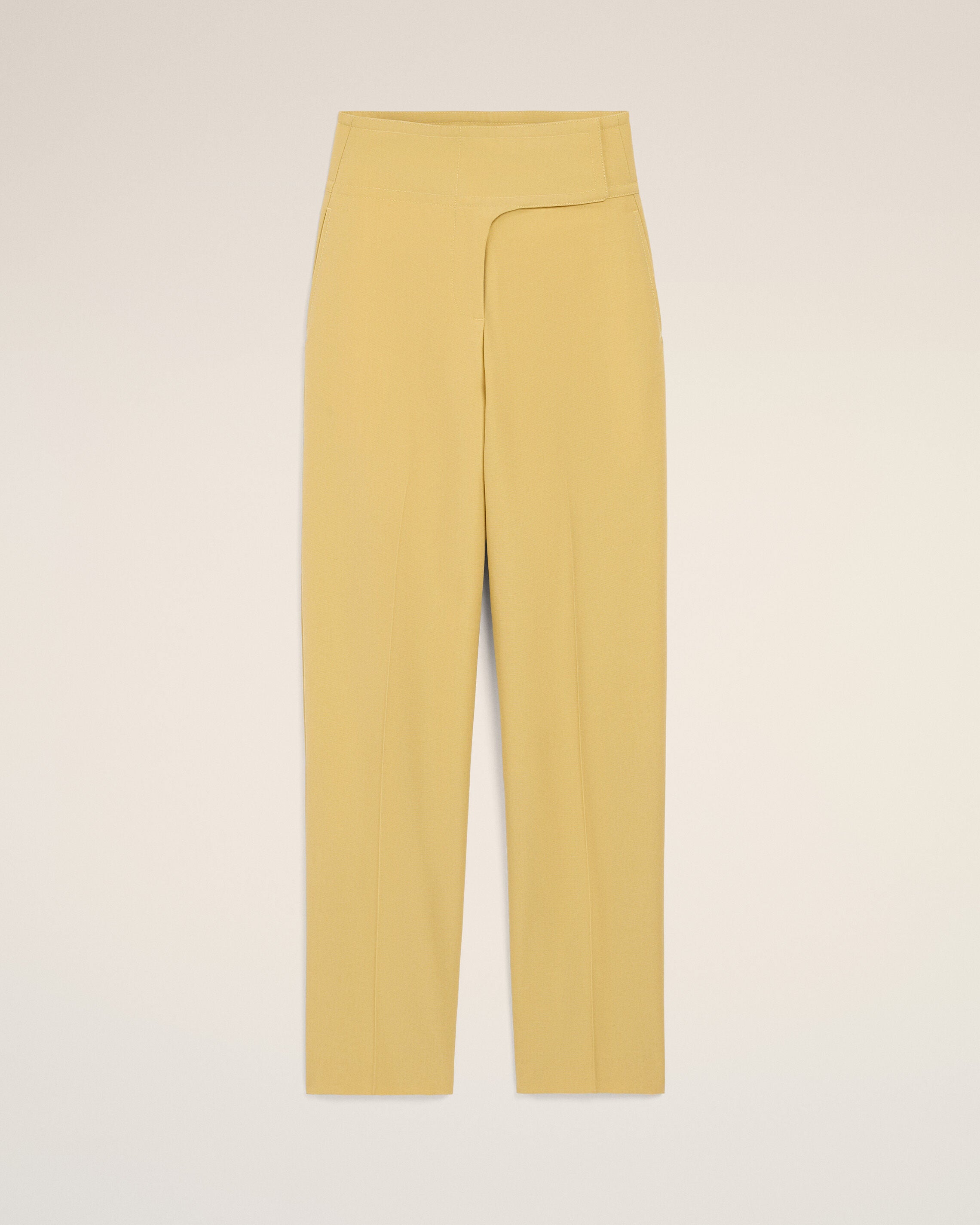 Yellow New Wool Wrapped Belted Trousers - 1