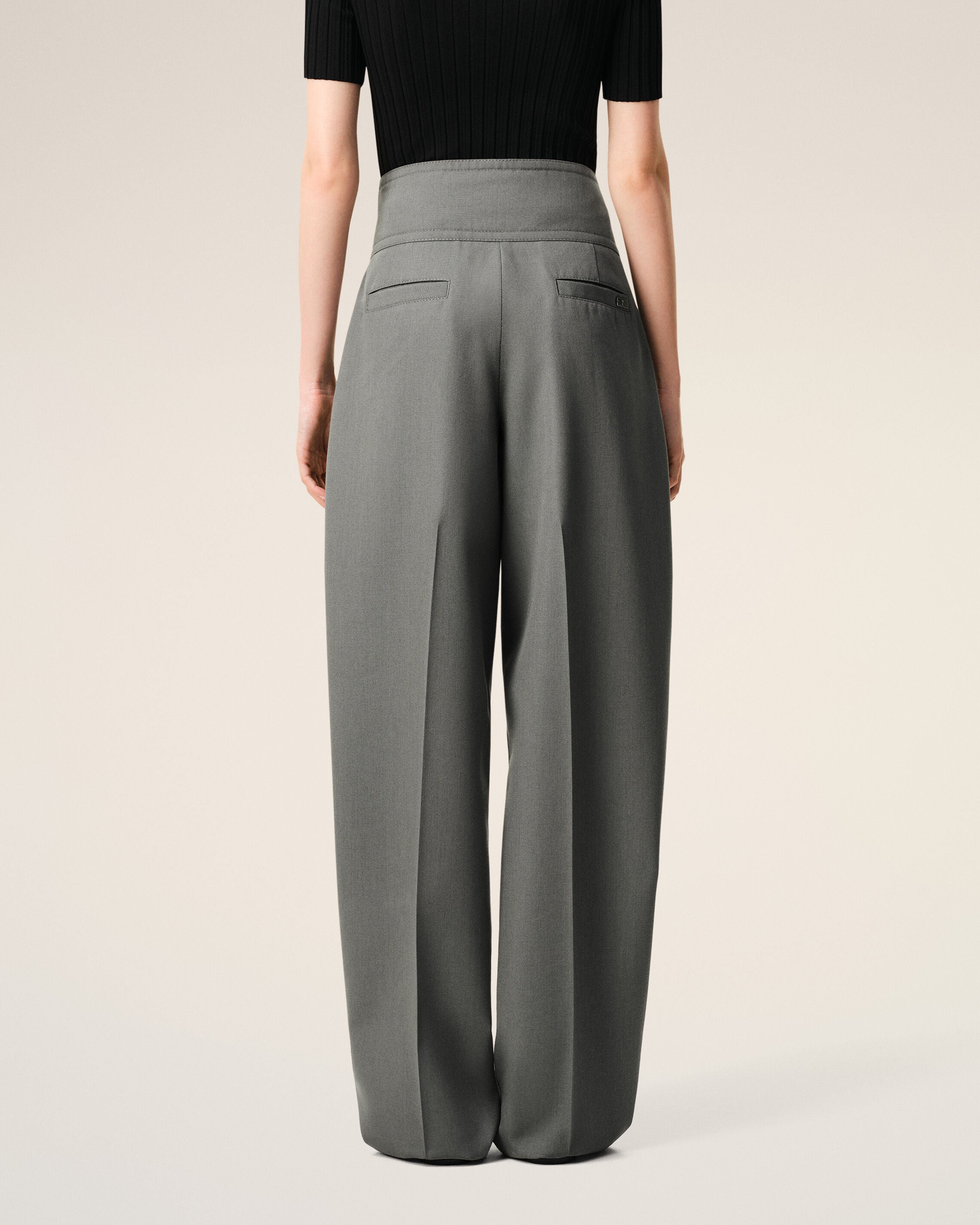 Grey New Wool Wrapped Belted Trousers - 4