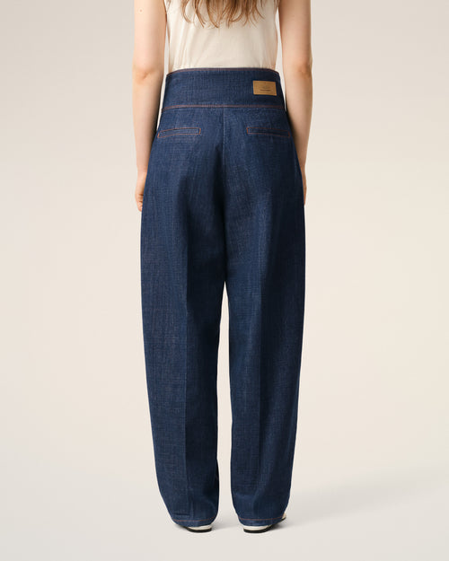 Jean Bleu A Ceinture Portefeuille en Coton - 4 - Ami Paris