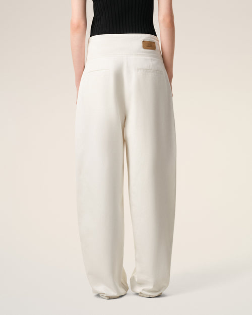 White Cotton Wrapped Belted Ballon Fit Jeans - Woman - 4 - AMI Paris - Ami Paris