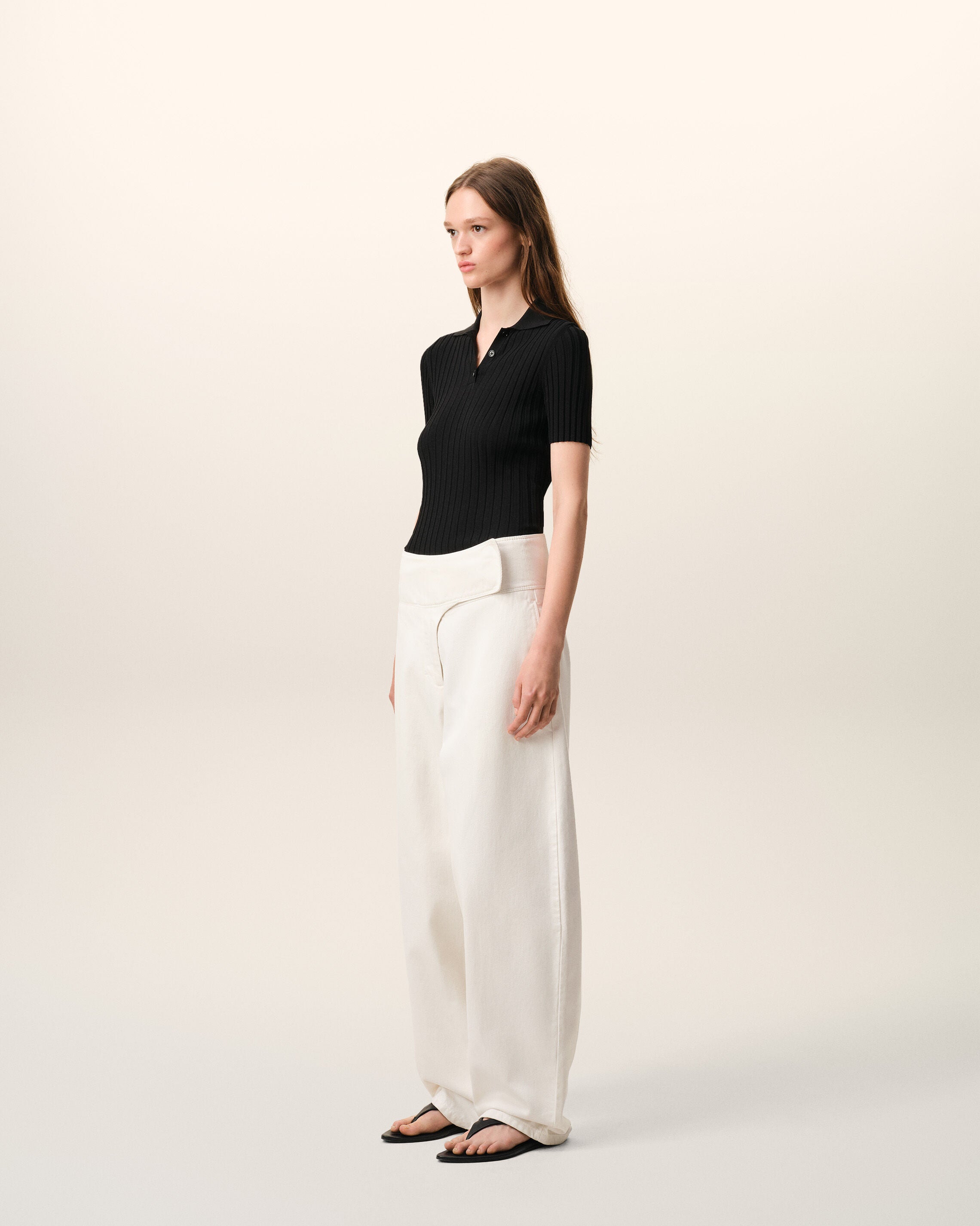 White Cotton Wrapped Belted Ballon Fit Jeans - 6