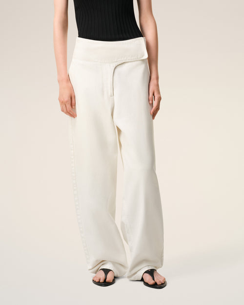 White Cotton Wrapped Belted Ballon Fit Jeans - Woman - 3 - AMI Paris - Ami Paris