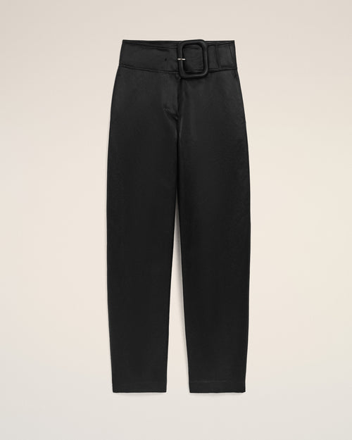 Black Satin Buckled Belt Trousers - 1 - Ami Paris