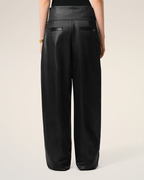 Pantalon Noir Avec Ceinture A Boucle en Satin - Femme - 4 - AMI Paris - Ami Paris