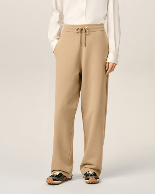 Beige cotton track pants with Ami de Coeur - Woman - 3 - AMI Paris - Ami Paris