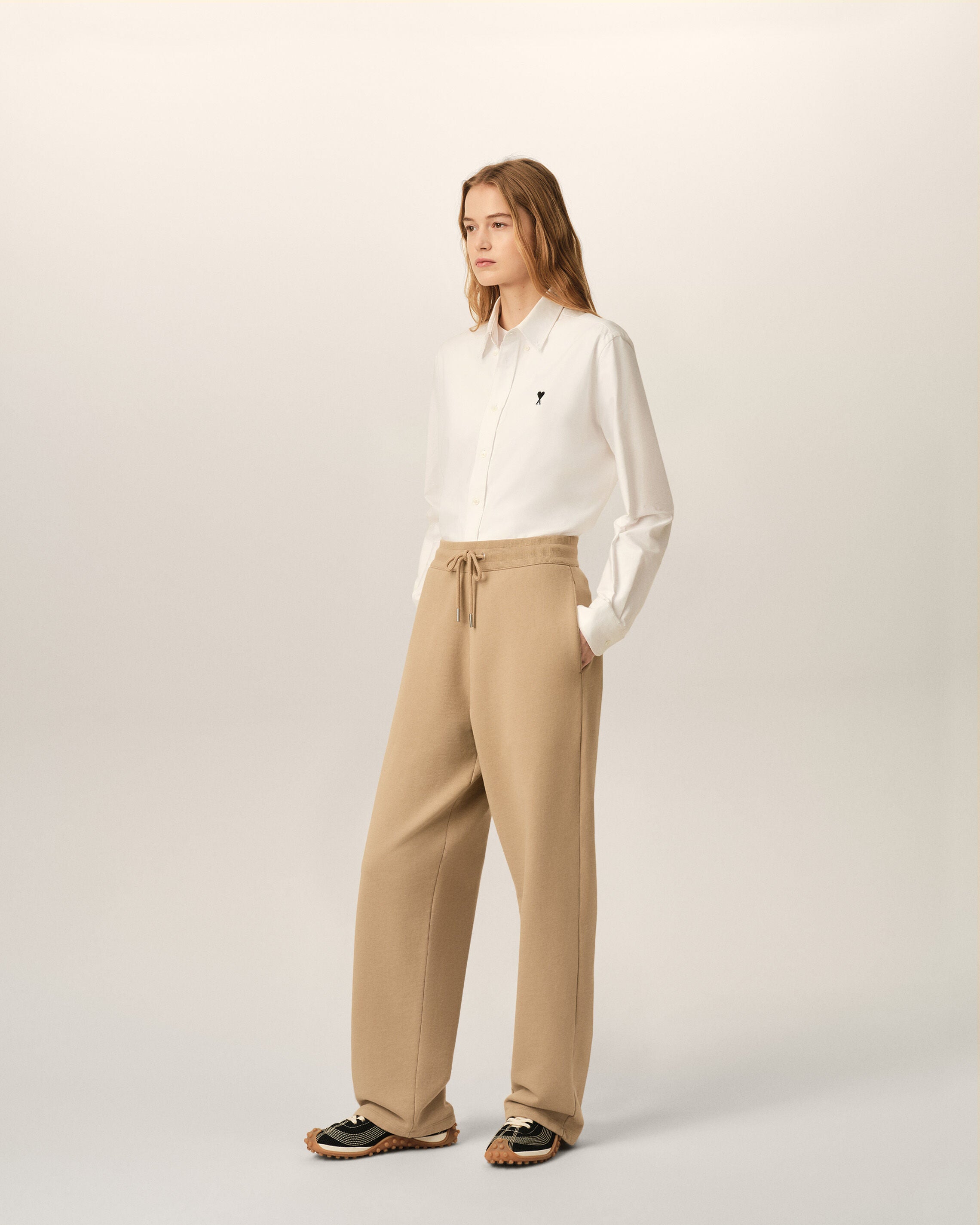 Beige cotton track pants with Ami de Coeur - 6
