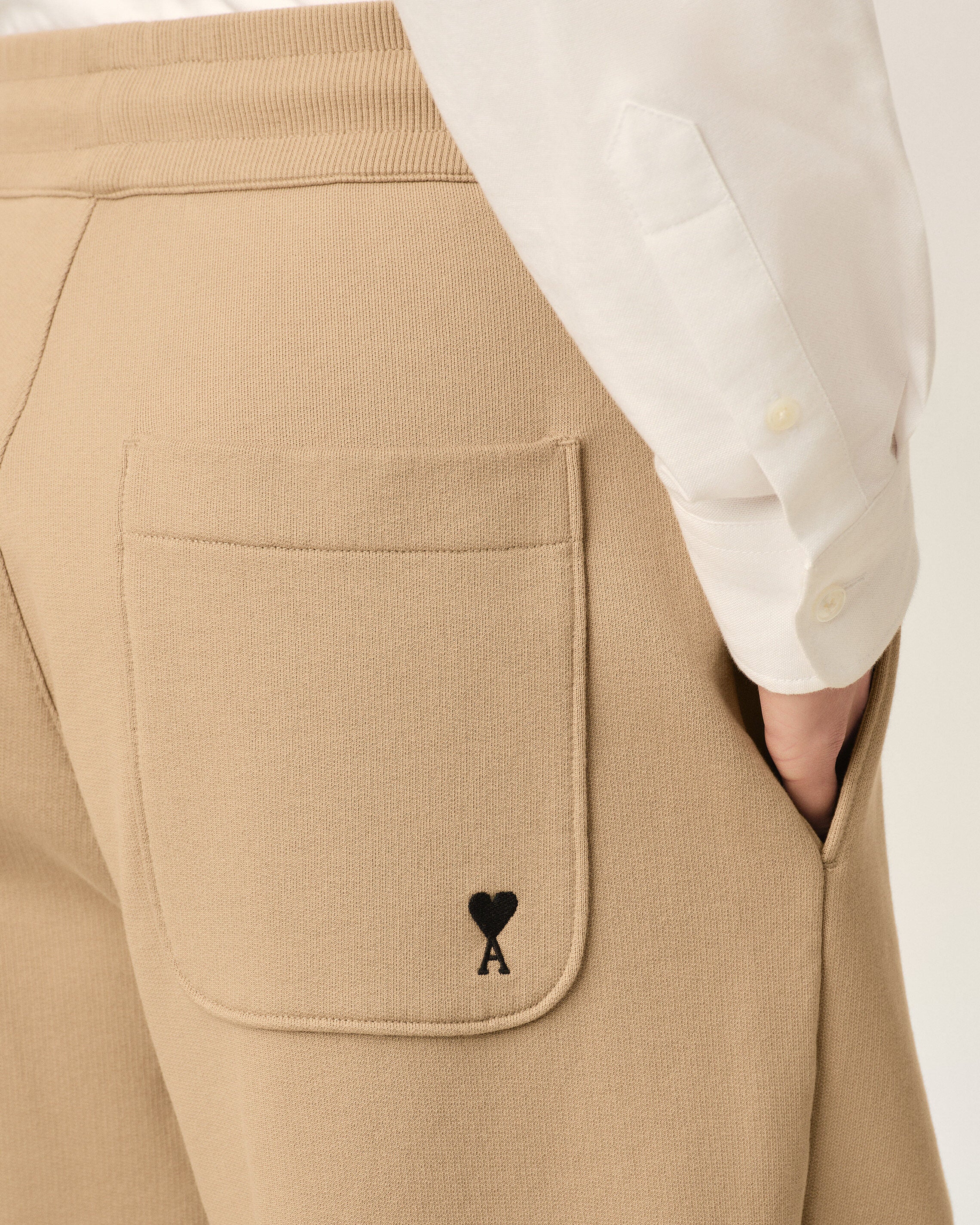 Beige cotton track pants with Ami de Coeur - 5