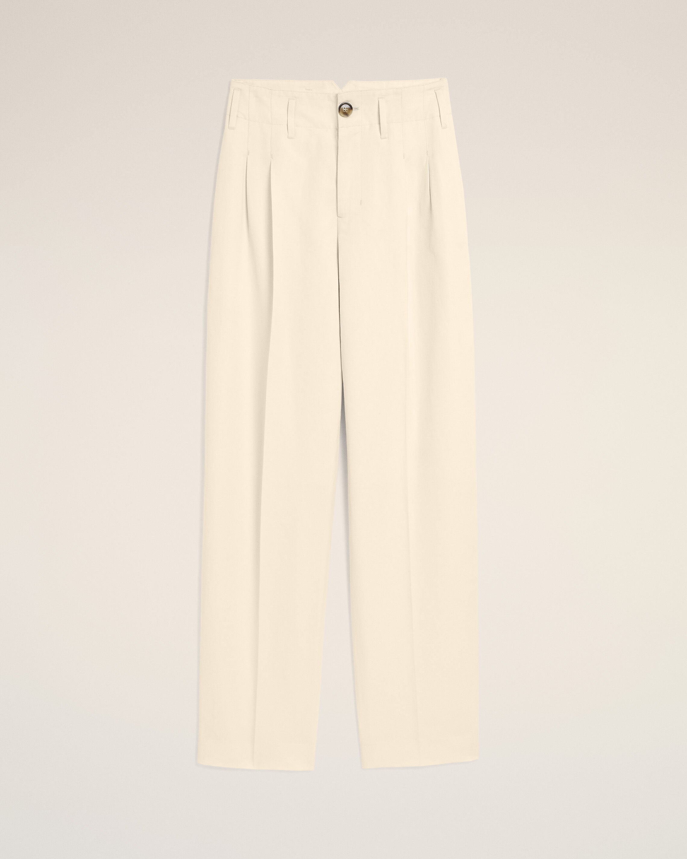 White two-pleats cotton and linen trousers - 1