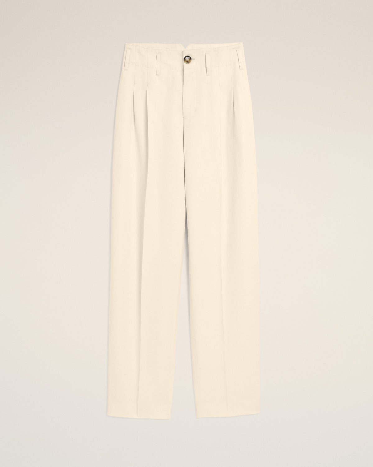 White two-pleats cotton and linen trousers - 1