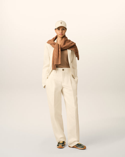 White two-pleats cotton and linen trousers - 1 - Ami Paris
