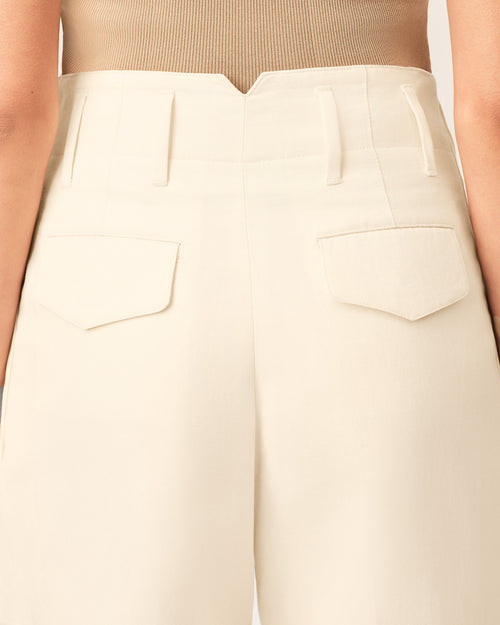 White two-pleats cotton and linen trousers - Woman - 5 - AMI Paris - Ami Paris