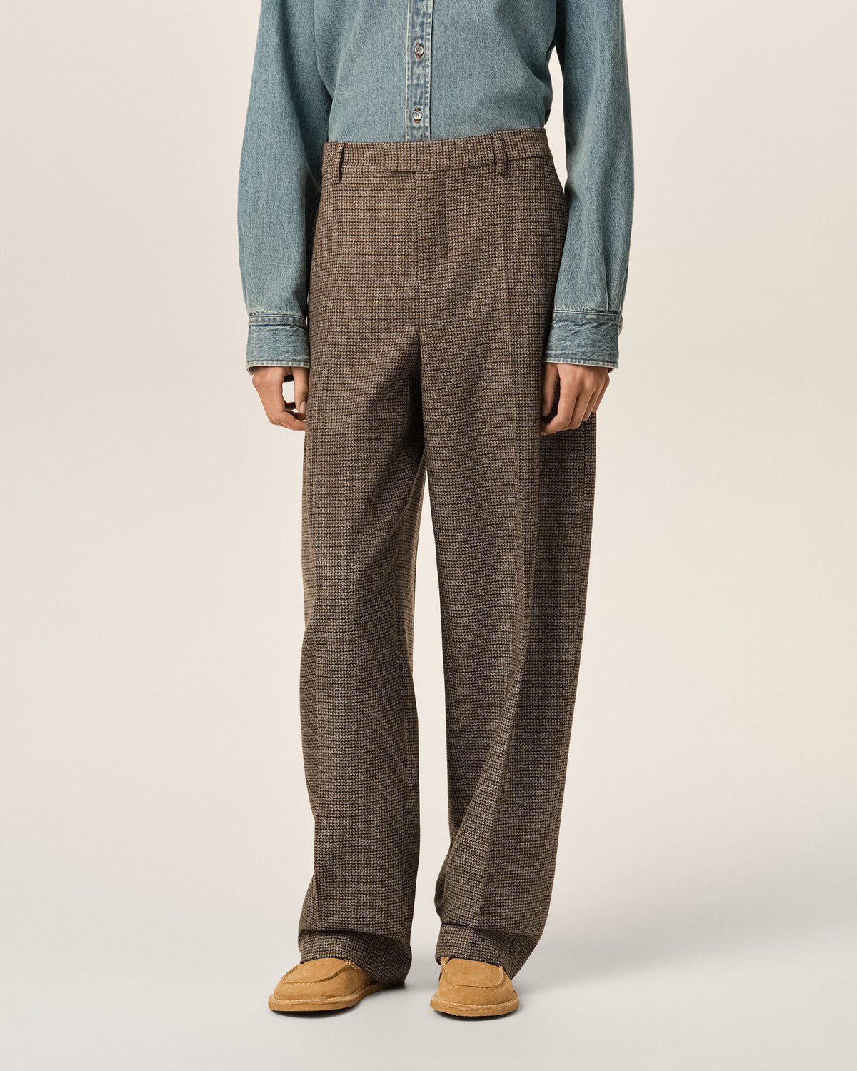 Brown houndstooth balloon-fit wool trousers - 3