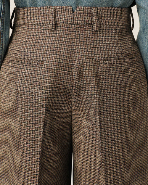Pantalon pied de poule marron coupe ballon en laine - Femme - 5 - AMI Paris - Ami Paris