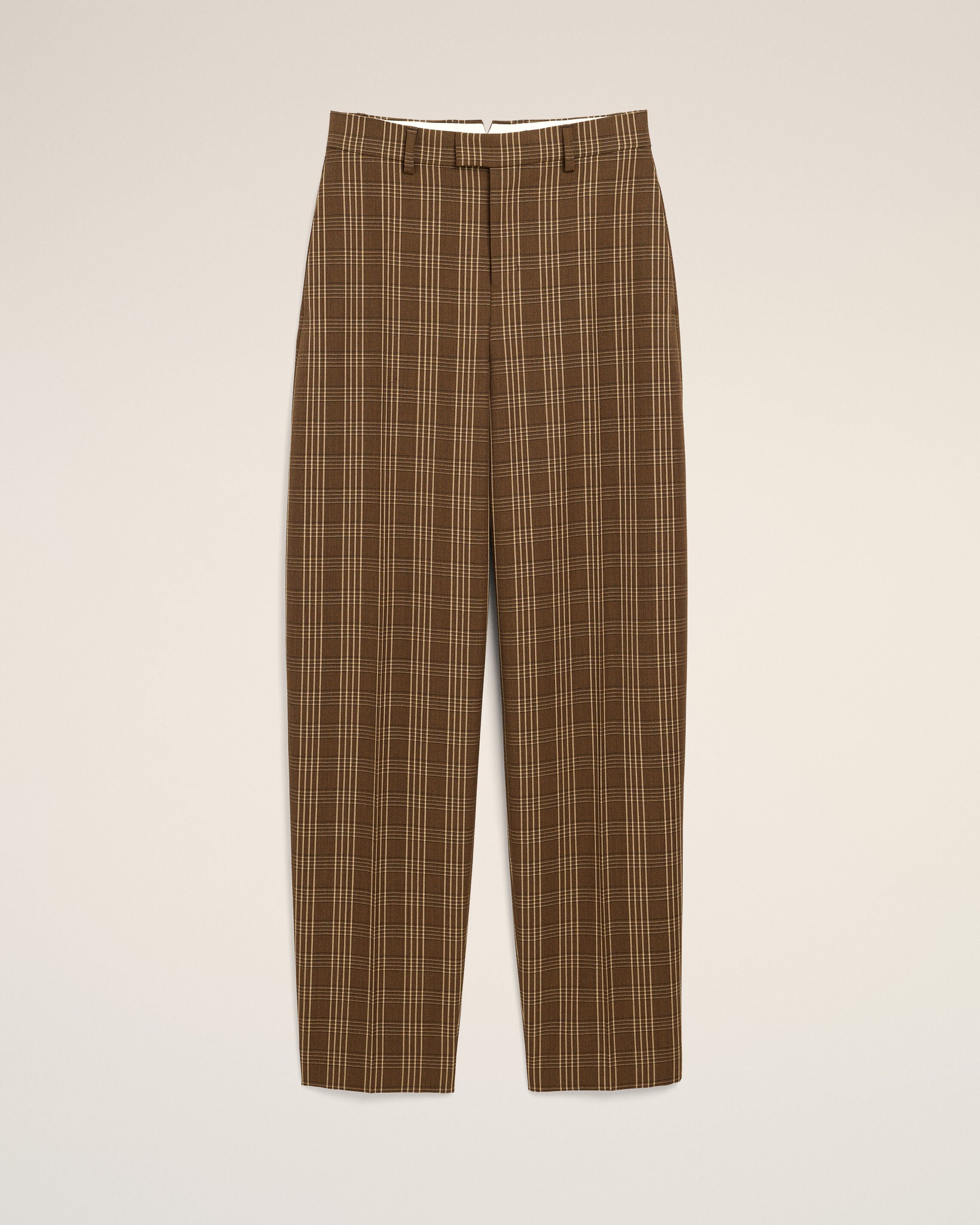 Brown balloon-fit checkered wool trousers - 1