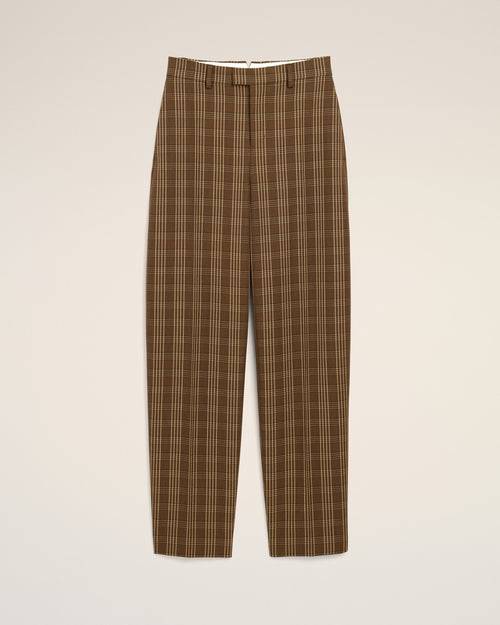Brown balloon-fit checkered wool trousers - Woman - 1 - AMI Paris - Ami Paris