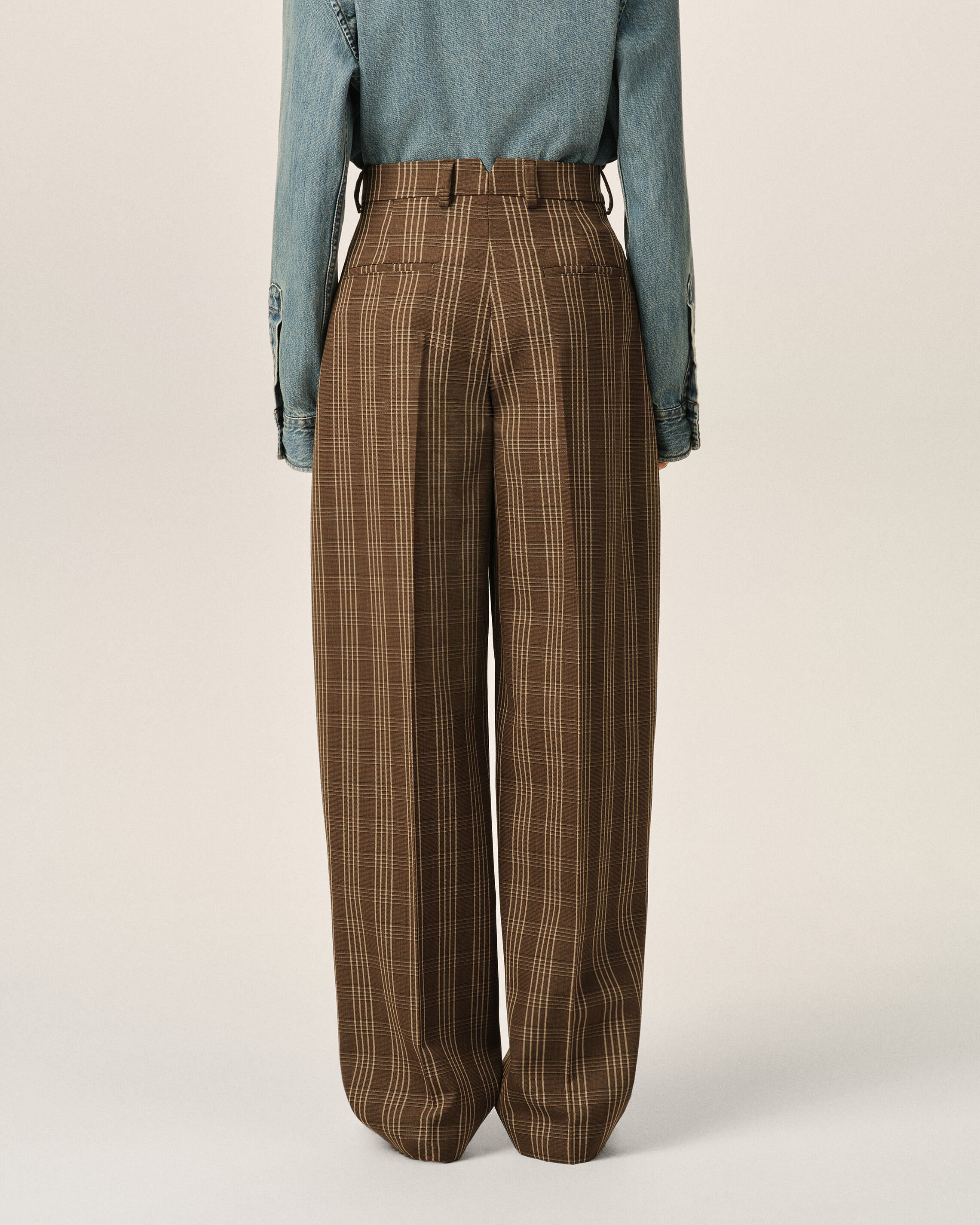 Brown balloon-fit checkered wool trousers - 4