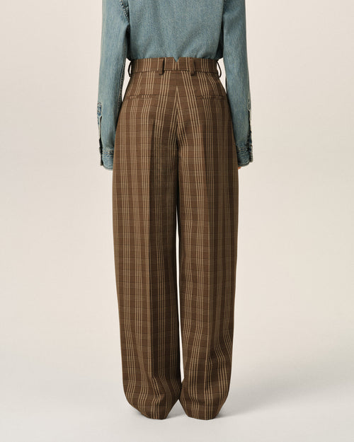 Brown balloon-fit checkered wool trousers - Woman - 4 - AMI Paris - Ami Paris