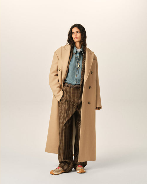 Brown balloon-fit checkered wool trousers - Woman - 2 - AMI Paris - Ami Paris