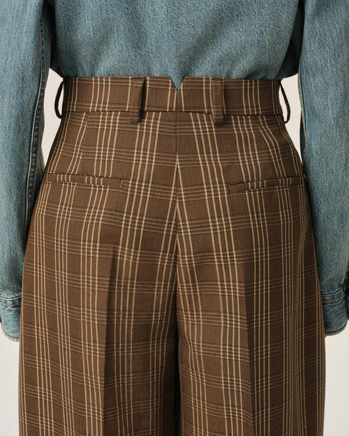 Brown balloon-fit checkered wool trousers - Woman - 5 - AMI Paris - Ami Paris