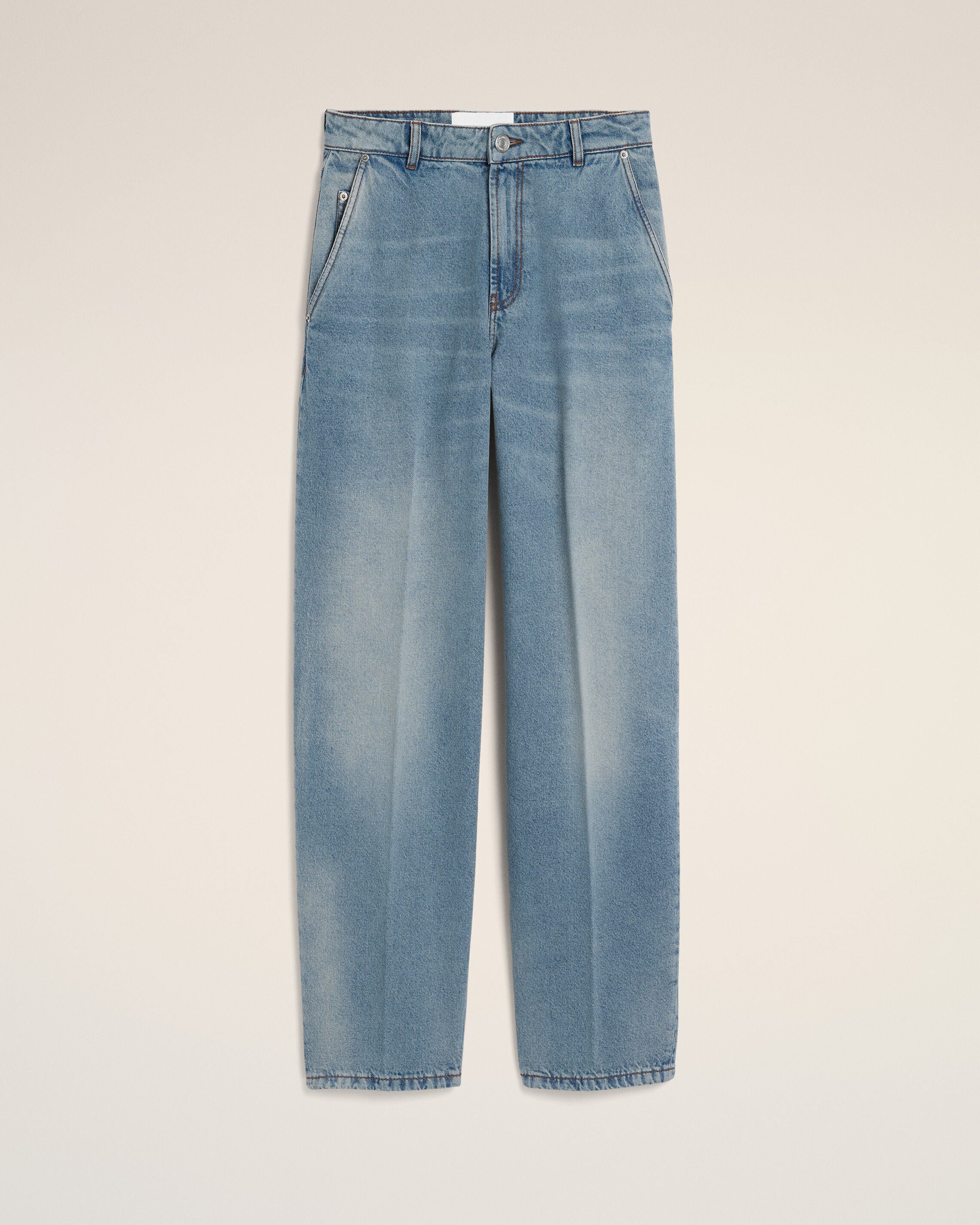 Blue balloon-fit cotton jeans - 1