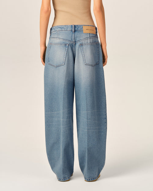 Jean bleu coupe ballon en coton - Femme - 4 - AMI Paris - Ami Paris
