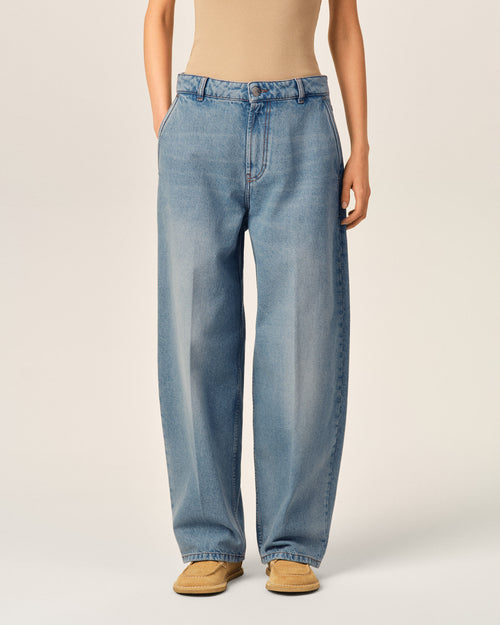 Jean bleu coupe ballon en coton - Femme - 3 - AMI Paris - Ami Paris
