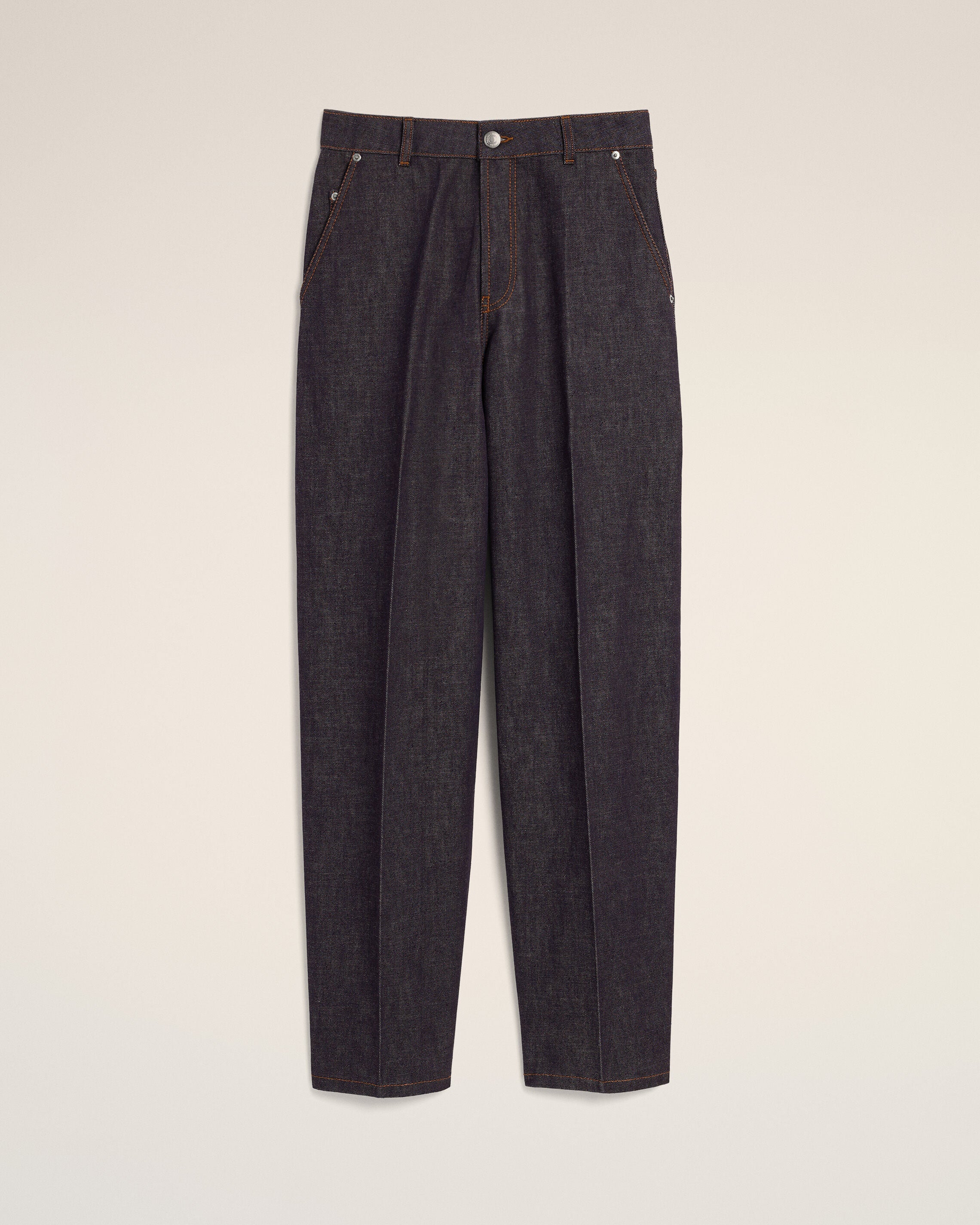 Blue balloon-fit cotton jeans - 1