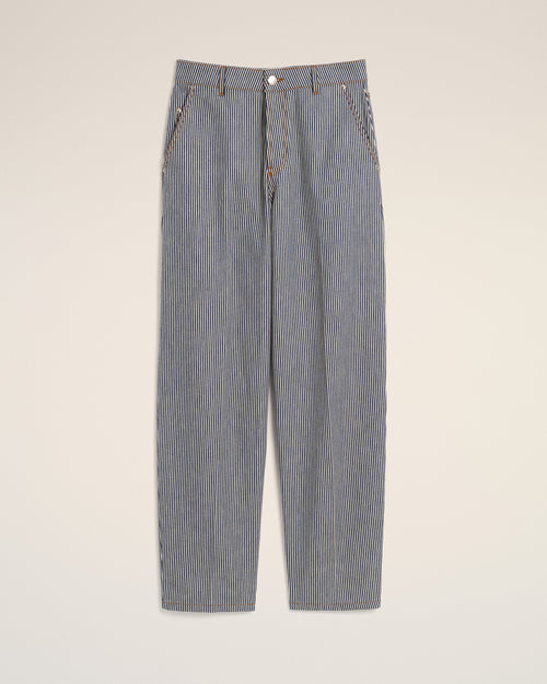 Blue balloon-fit striped cotton jeans - 2 - Ami Paris