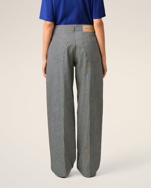 Blue balloon-fit striped cotton jeans - Woman - 4 - AMI Paris - Ami Paris