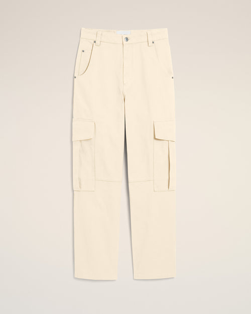 Pantalón cargo blanco de algodón corte baggy - 2 - Ami Paris