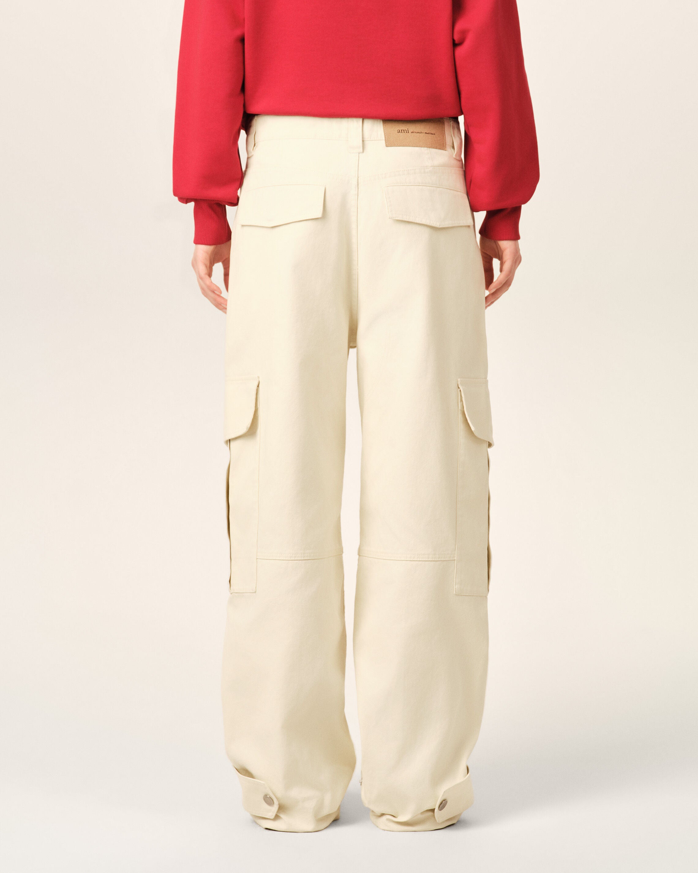 Pantalón cargo blanco de algodón corte baggy - 4