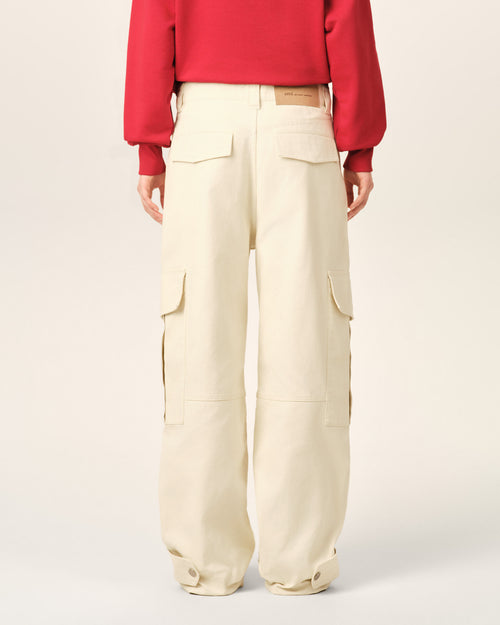 Pantalón cargo blanco de algodón corte baggy - Mujer - 4 - AMI Paris - Ami Paris
