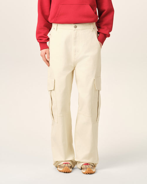 Pantalón cargo blanco de algodón corte baggy - Mujer - 3 - AMI Paris - Ami Paris