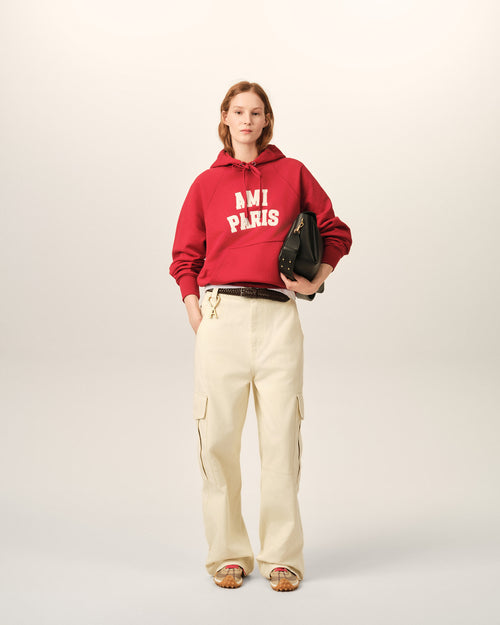 Pantalón cargo blanco de algodón corte baggy - 1 - Ami Paris