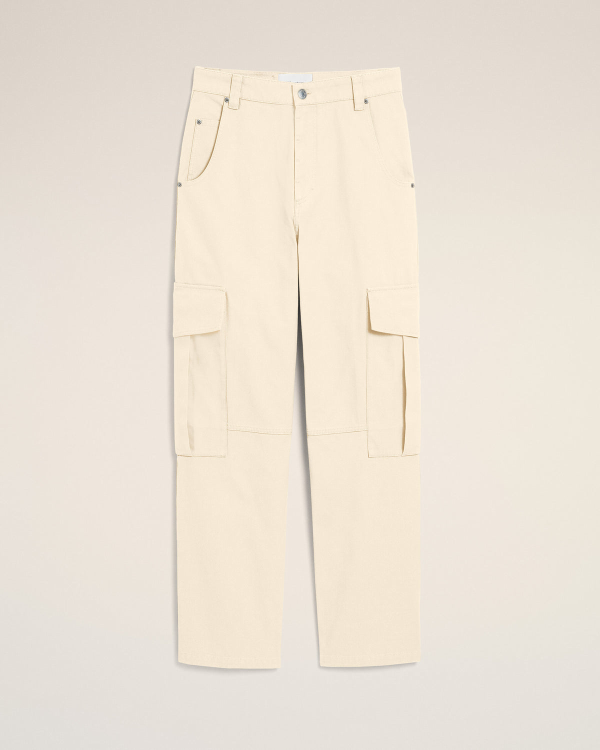 White baggy-fit cargo cotton trousers - 1