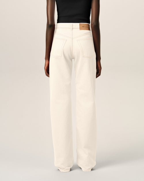 White large-fit cotton jeans - Woman - 4 - AMI Paris - Ami Paris