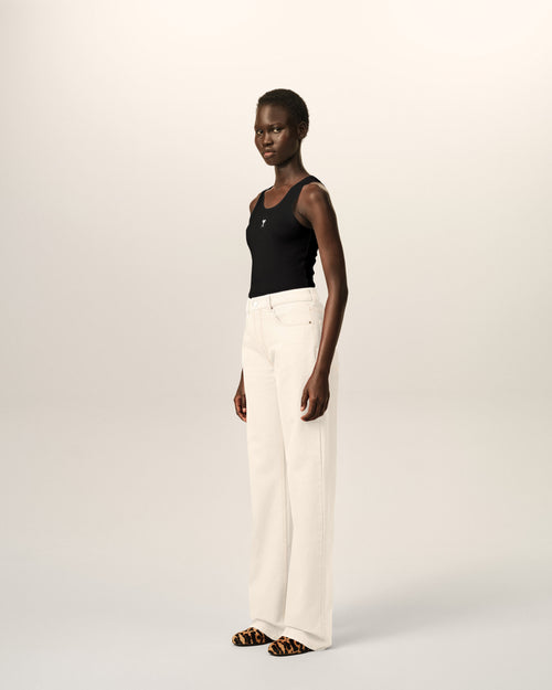 White large-fit cotton jeans - Woman - 6 - AMI Paris - Ami Paris