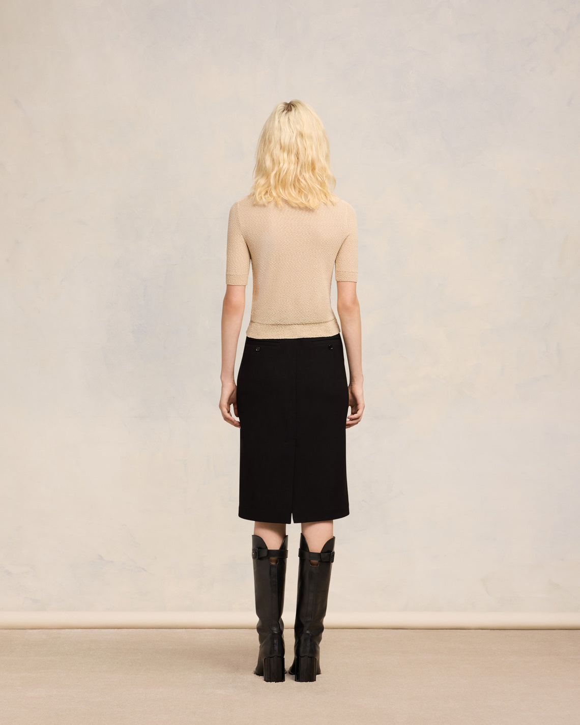 T-shirt Col Rond Crop Bouclé - 5