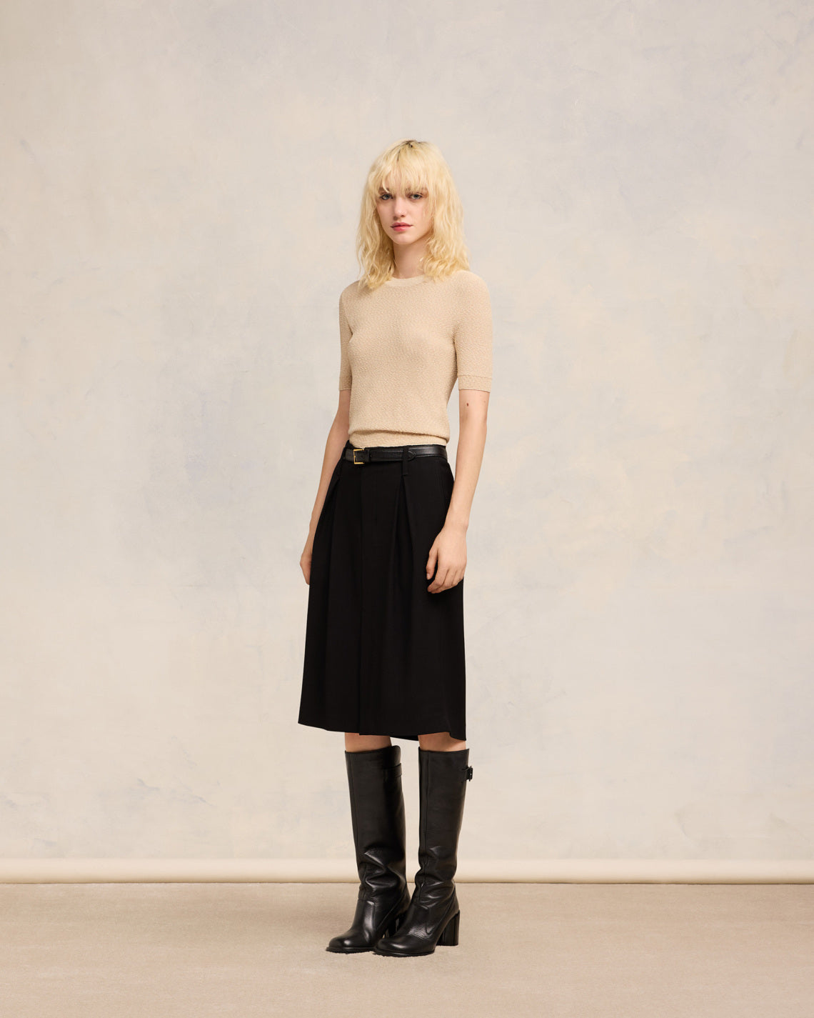 T-shirt Col Rond Crop Bouclé - 6