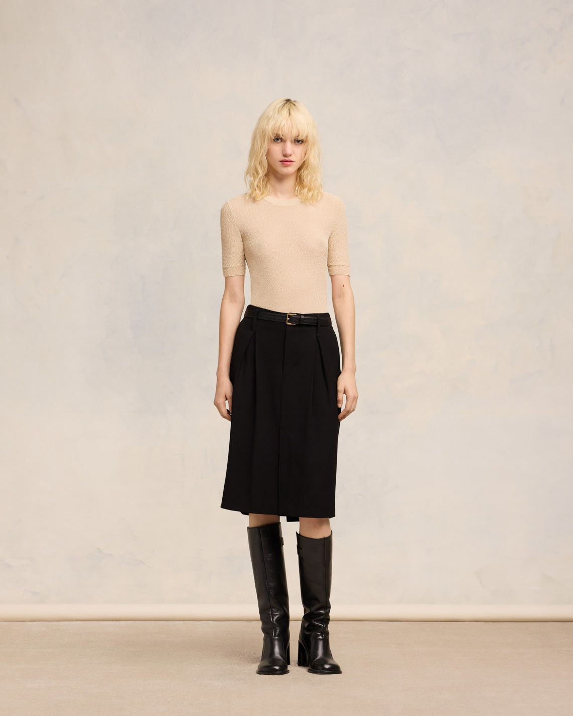 T-shirt Col Rond Crop Bouclé - 2