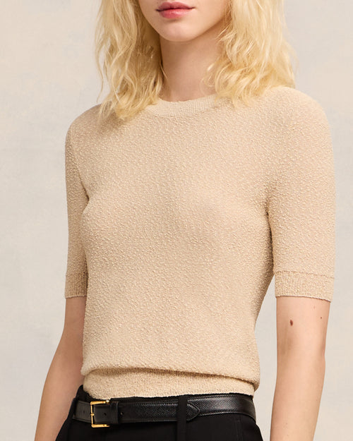 T-shirt Col Rond Crop Bouclé - Femme - 4 - AMI Paris - Ami Paris